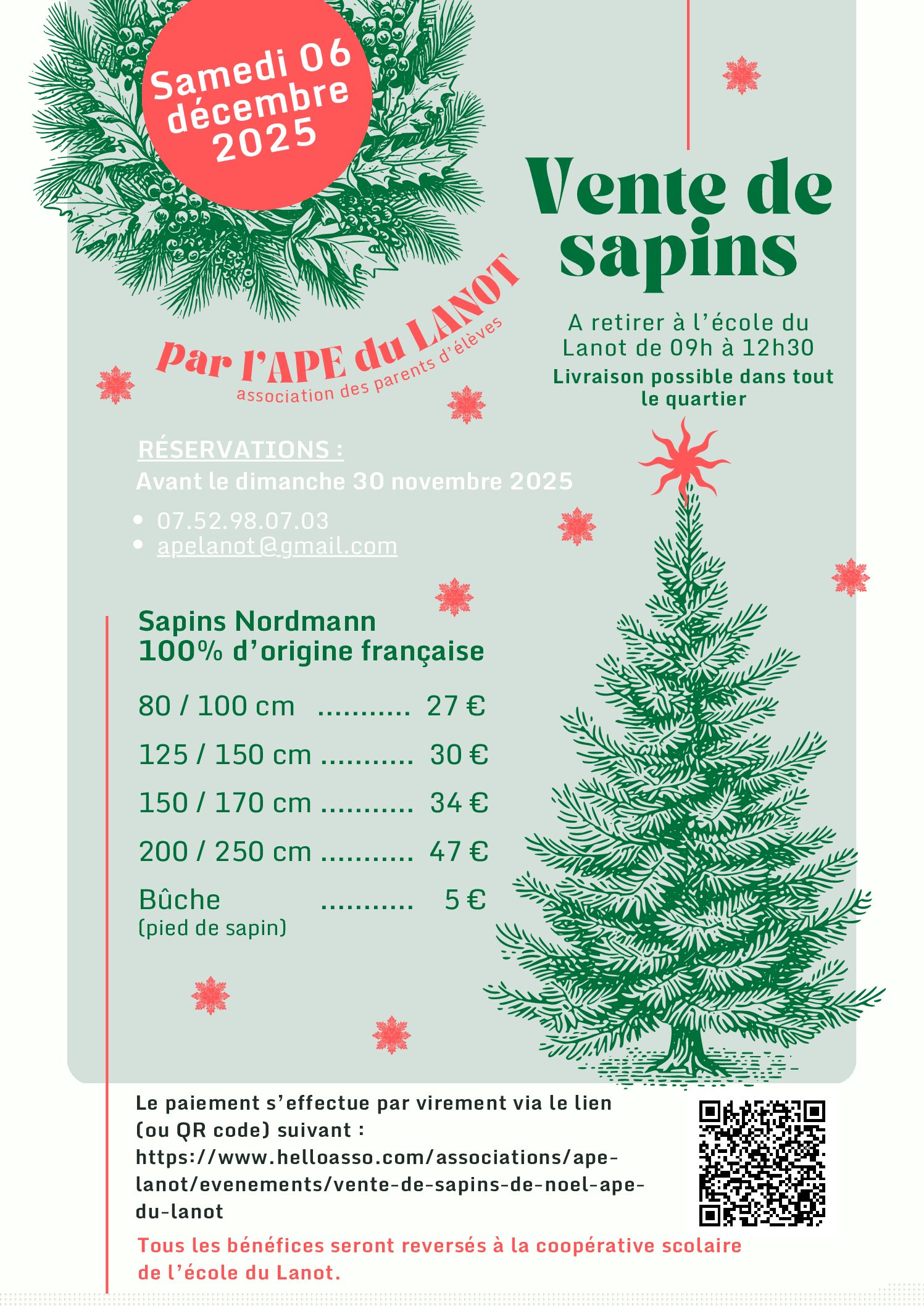 Vente de sapins – APE du Lanot